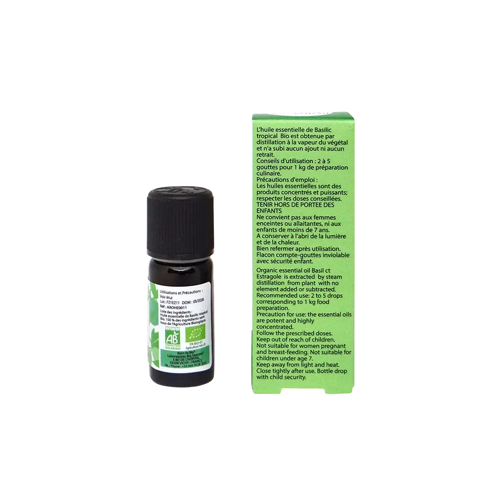 Huile essentielle Basilic tropical Certifiée Bio