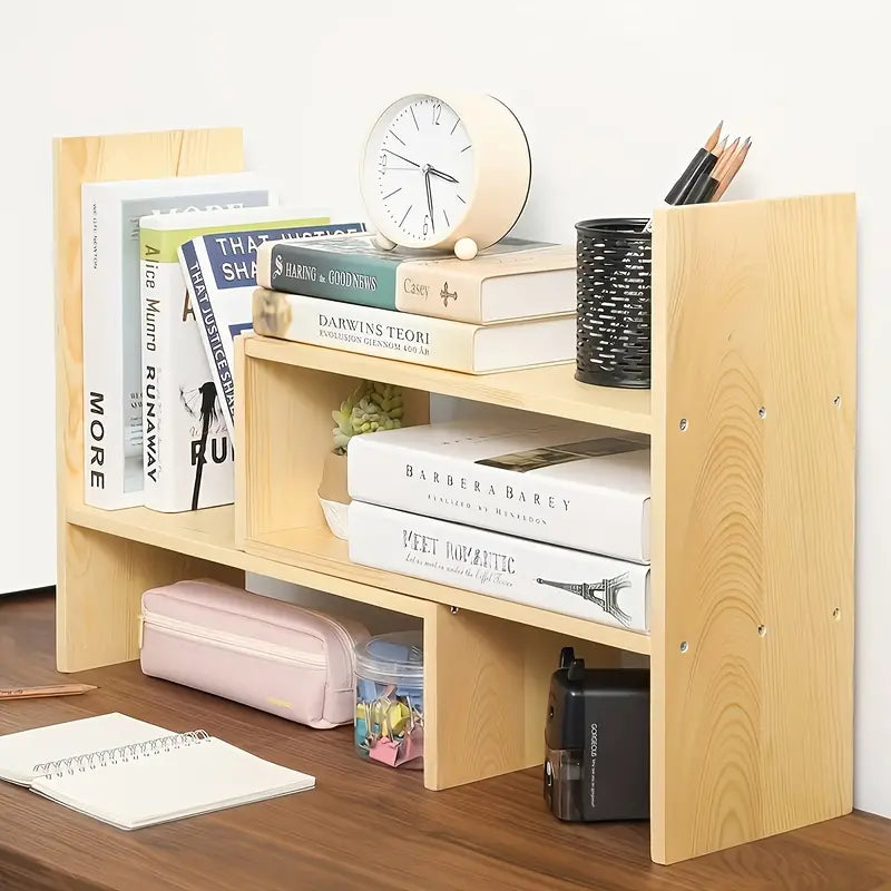 Rustic Wooden Multi-layer Desktop Storage Rack-3