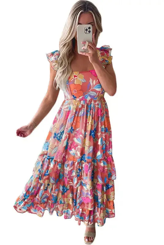 Floral Ruffle Tiered Maxi Dress-4