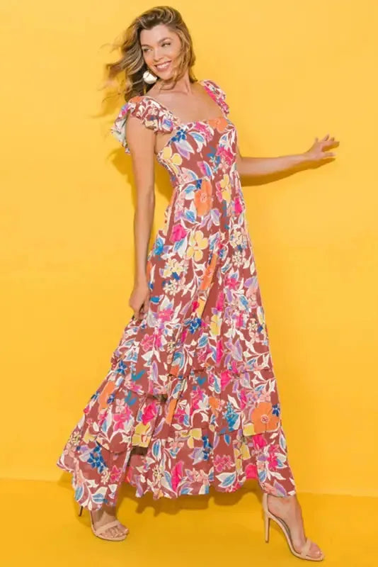 Floral Ruffle Tiered Maxi Dress-2