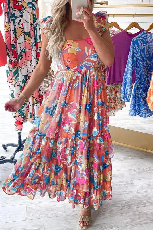Floral Ruffle Tiered Maxi Dress-0