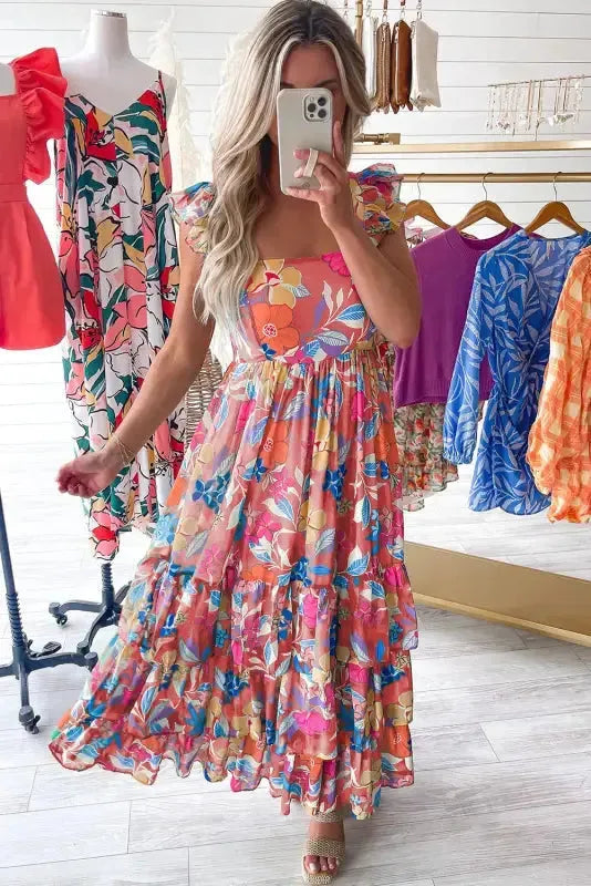 Floral Ruffle Tiered Maxi Dress-3