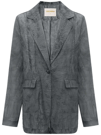 Ink-Washed Draped Striped Blazer