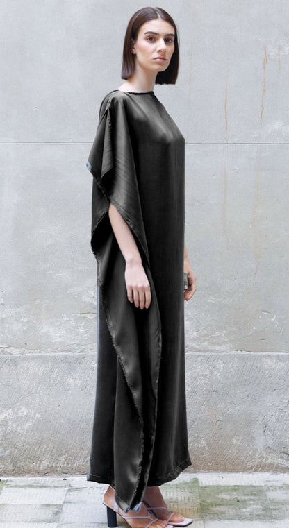 Sleeveless Bemberg Draped Maxi Dress-1