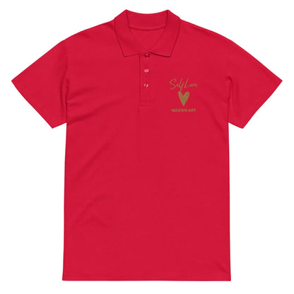 Self Love Premium pique polo shirt with Old Gold Embroidery
